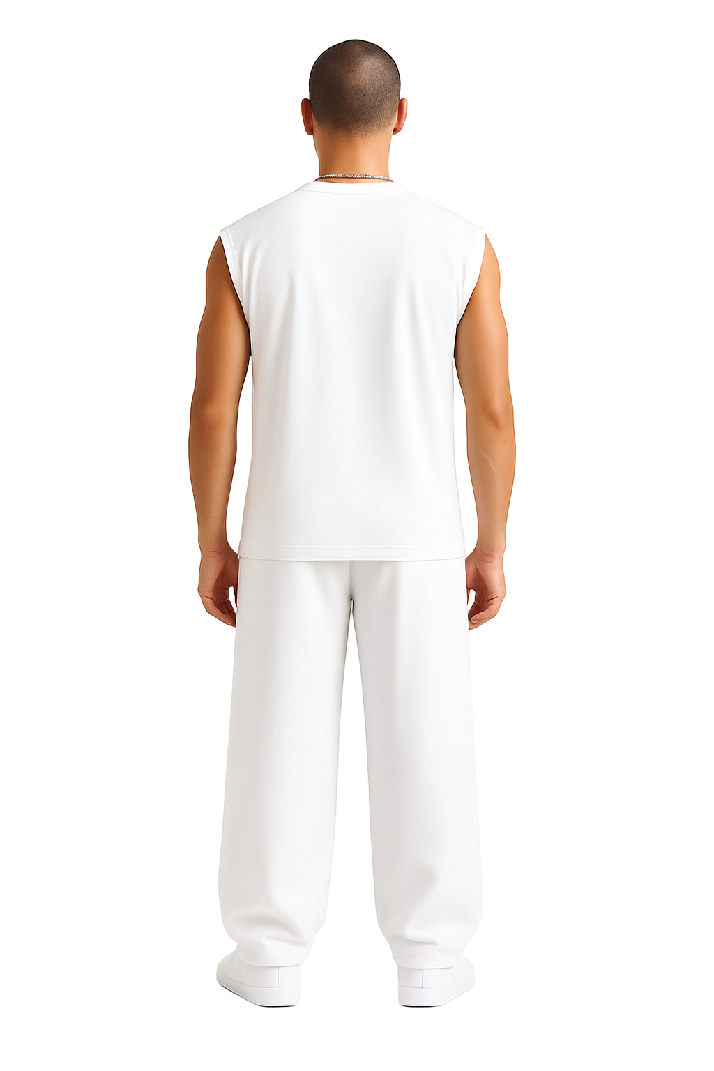 SHREEMSY White Lion Graphic Sleeveless Tracksuit Set