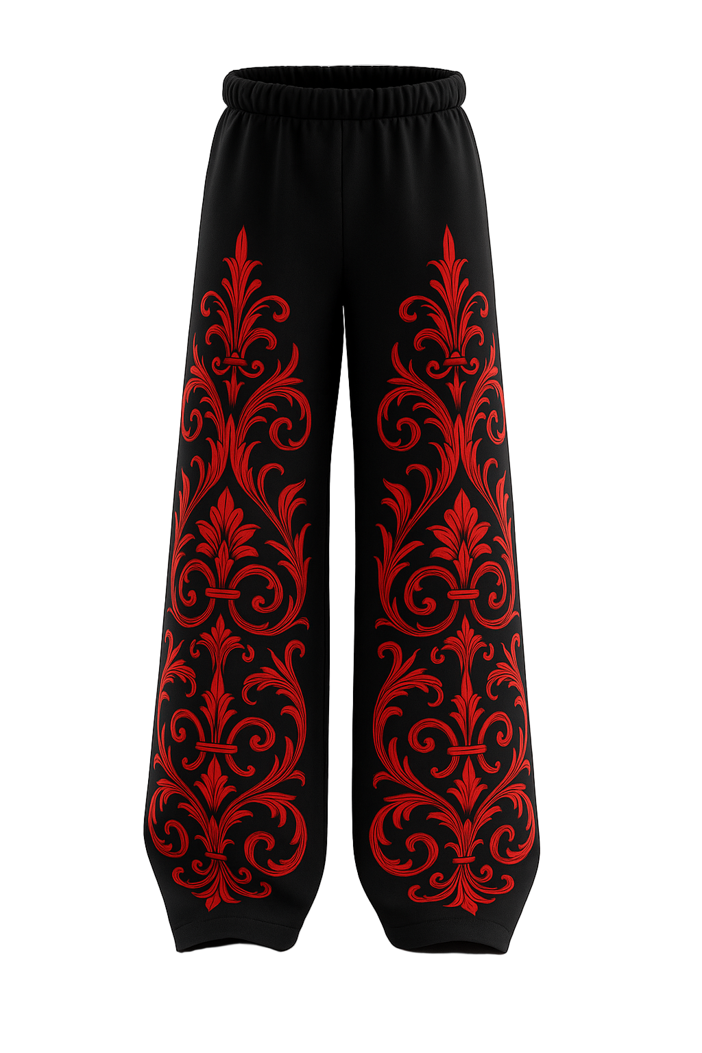 SHREEMSY Black Red Royal Floral Baggy Pants
