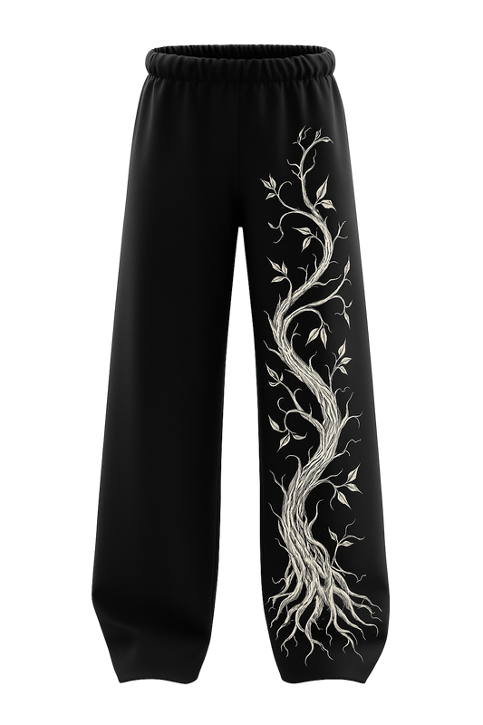 SHREEMSY Black Rooted Vine Baggy Pants