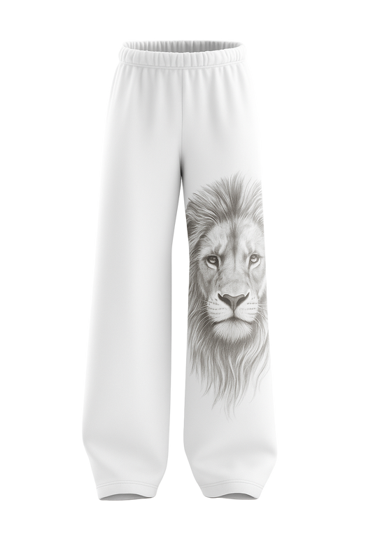 SHREEMSY White Regal Lion Baggy Pants