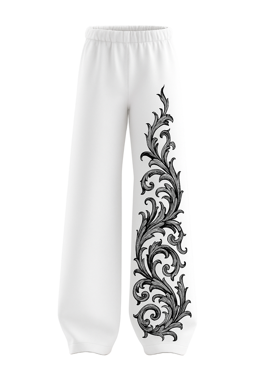 SHREEMSY Royal Baroque White Baggy Pants