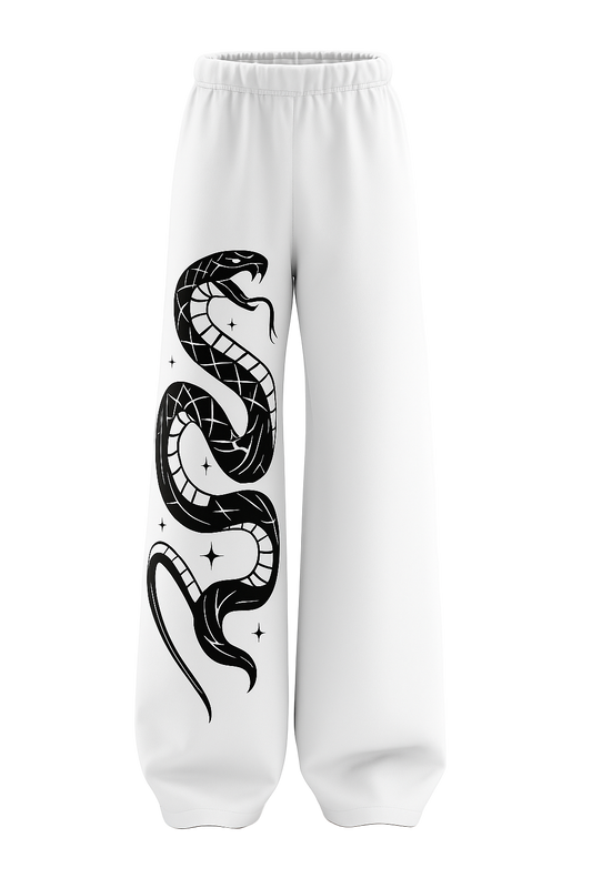 SHREEMSY White Serpent Shadow Baggy Pants
