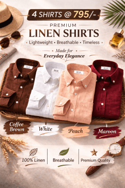 Combo Set 4 Linen Shirts Combo Pack (4 Shirts)