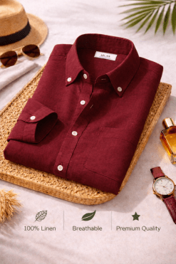 Red Premium Linen Shirt