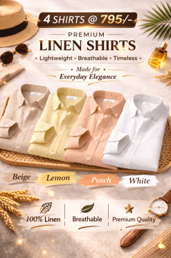 Combo Set 3 Linen Shirts Combo Pack (4 Shirts)